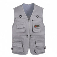 Multi Pockets Fishing Vest Loose Fit Photographer's Travel Vest Outdoor Work Cargo Jacket for Fishermen, Photographers, Hiking