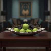 Boat-Shaped Tray Silver Tray with Hammered Texture Modern Fruit Dish for Shelf