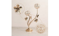 Gold Candelabra Floral Candlestick with Branches Sculptural Candle Holder Tabletop for Decorators