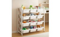 Toy Storage Organizer with Bins Toy Storage Organizer with Wheels Multi-Tier Furniture for Young Children, Parents, Playroom, Nursery