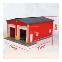 Flat Roof 1:64 Scale Garage Model Vehicle Openings Corrugated Garage Model for Scene Building