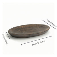 Oval Wooden Tray Handcrafted Oval Serving Tray Platter with Raised Edge for Coffee Table
