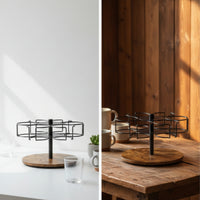 Tumbler Organizer with Wooden Base Countertop Tumbler Holder Rack Stylish Rotating Cup Organizer for Collectors, Kitchen