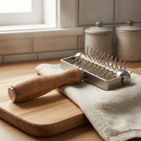 Pizza Dough Perforator Roller Pointed Pins Pizza Dough Docker Kitchen Tool Stainless Steel Cooking Utensil Wooden Handle