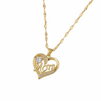 Heart Charm Necklace Titanium Steel Long Lasting Shine for Mothers Day