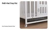 Easy to Clean Indoor Dog Crate Safety Lock Heavy Duty Dog Crate Rust-Resistant Rolling Pet Kennel Paw-Friendly Grid for Small Dogs