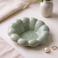 Terrazzo Finish Band Dish Light High-End Ceramic Jewelry Tray Elegant Design Ceramic Jewelry Plate for Women, Nightstand, Entryway, Washroom