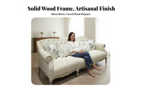 3 Seater Vintage Sofa Luxurious Design French Design Sofa Deep Button Button Detailing Upholstered Couch for Homeowners, Families, Hotel Lobby, Villa