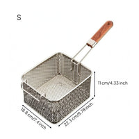 Long Handle Stainless Steel Fry Basket Perforated Wire Frying Basket Mesh-Style Kitchen Tool Multi-Purpose