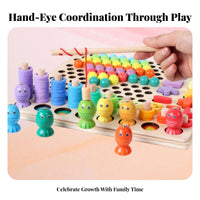 Fine Movement Skills Development Wooden Clip Bead Game Hand-Eye Coordination Chopstick Training Toy Early Education for Preschoolers