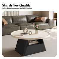 2 Pieces Space-Saving Round Coffee and End Table Set Rounded Edges Pair of Round Occasional Tables Versatile Use Indoor Furniture Stable Structure for Small Apartment Dwellers, Homeowners, Students, Living Room, Lounge Area, Office, Bedroom