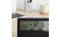 Multifunctional LCD Weather Station Clock Temperature and Humidity Display Multifunction Alarm Clock Minimalist Design Home Electronics for Bedside