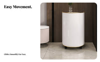 With Storage Wheeled Side Table Modern Design Cylindrical Rolling Cabinet Minimalist aesthetic Household Furniture Space Saving for Apartment Dwellers, Homeowners, Students, Living Room, Small Spaces, Bedroom, Office