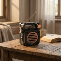 Compact Portable Radio with Bluetooth Wireless Frequency Modulation Pocket Radio with Bluetooth Multiband Rechargeable for Travelers, Campers, Travel, Camping, Desk
