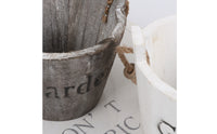 Distressed Planter with Rope Handles Small Rustic Wooden Pot Lightweight Planter with Rope Vintage for Windowsill