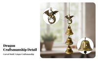 Three Bells Dragon Wind Chime Hanging Metal Wind Chime Indoor Outdoor Carved Dragon Bell Decorative for Porch, Yard, Doorway, Room