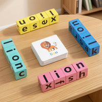 Letter Matching Toy Wooden Spelling Game Alphabet Blocks Color-Coded Flash Cards Phonics for Preschoolers, Homeschool, Classroom