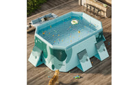 Rigid Frame Rectangular Pool with Support Braces Easy Setup Foldable Pool Sturdy Stable for Families, Kids, Backyard, Garden, Patio
