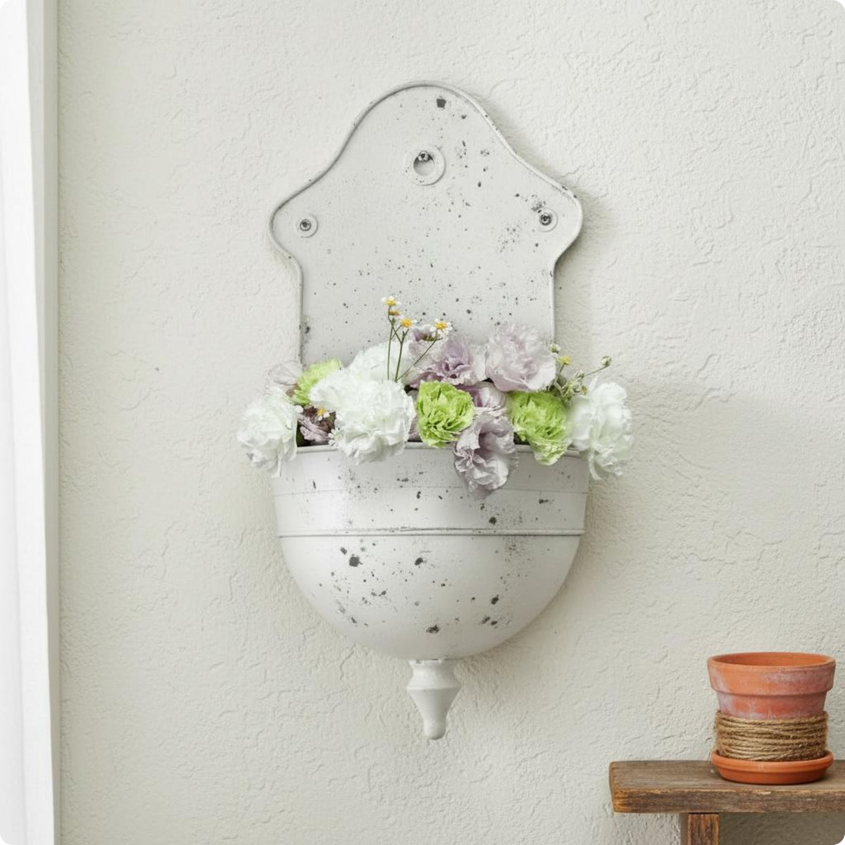 Iron Wall Planter Vintage Easy to Install Metal Plant Holder for Patio