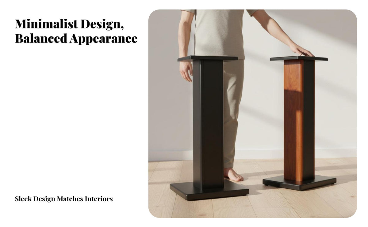 2 Pieces Shock Absorbing Bookshelf Speaker Stand Vibration Damping Bookshelf Speaker Floor Stand High-Gloss Finish Audio Accessory Solid Construction for Audiophiles, Home Theater Enthusiasts, Studio, Living Room
