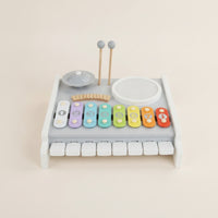 Colorful Musical Instrument Toy Set with Drums and Cymbals Early Learning Toddler Piano Drum Set Educational Kids Music Station Multi-Functional for Preschool