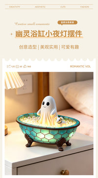 Creative Resin Ghost Bathtub Ornament Halloween Tabletop Decor Night Light