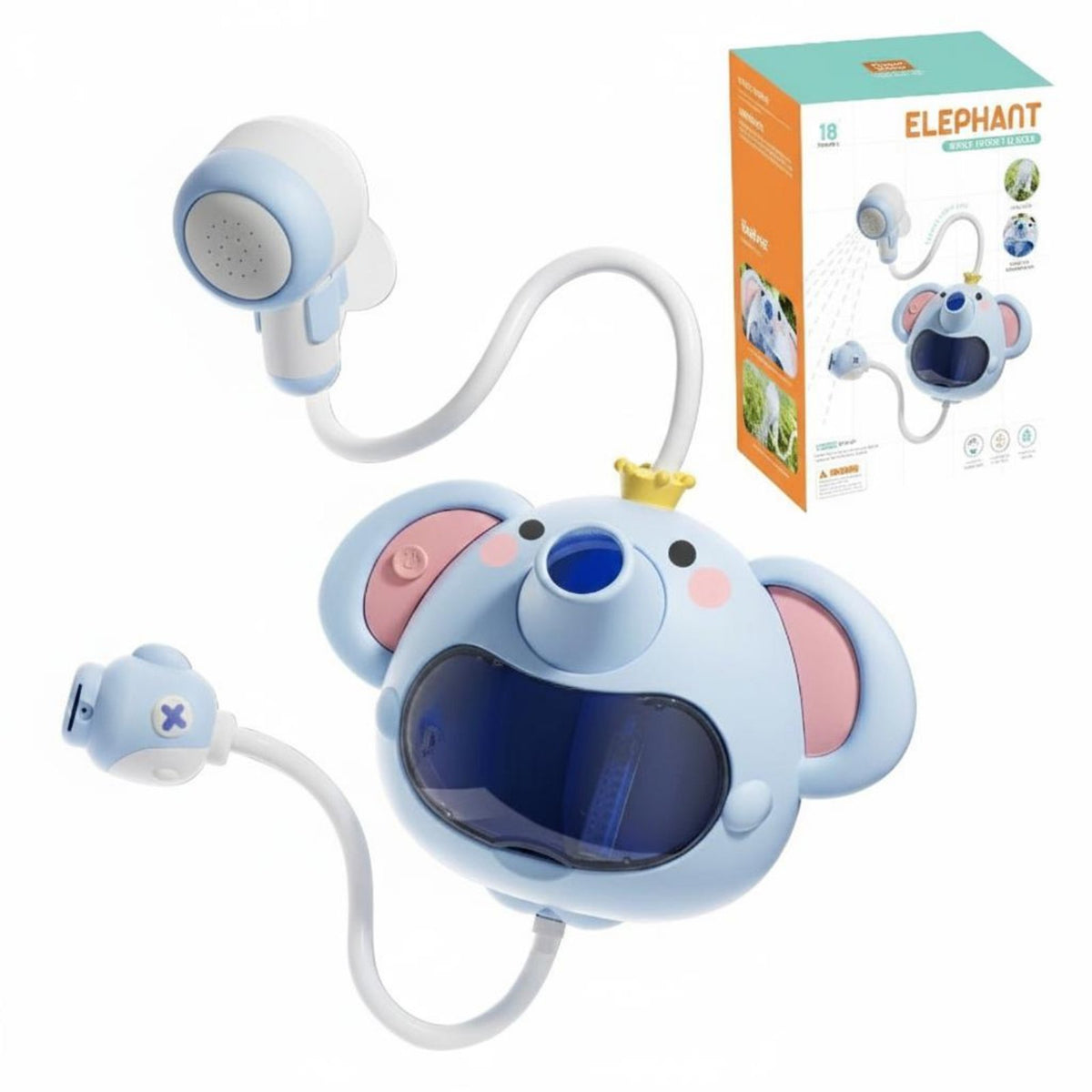 Waterproof Design 2-in-1 Bubble Machine Shower Fun Sound and Light Electric Elephant Shower Toy Bathtub Water Circulator Toy for Toddlers, Kids, Babies, Bathroom, Swimming Pool