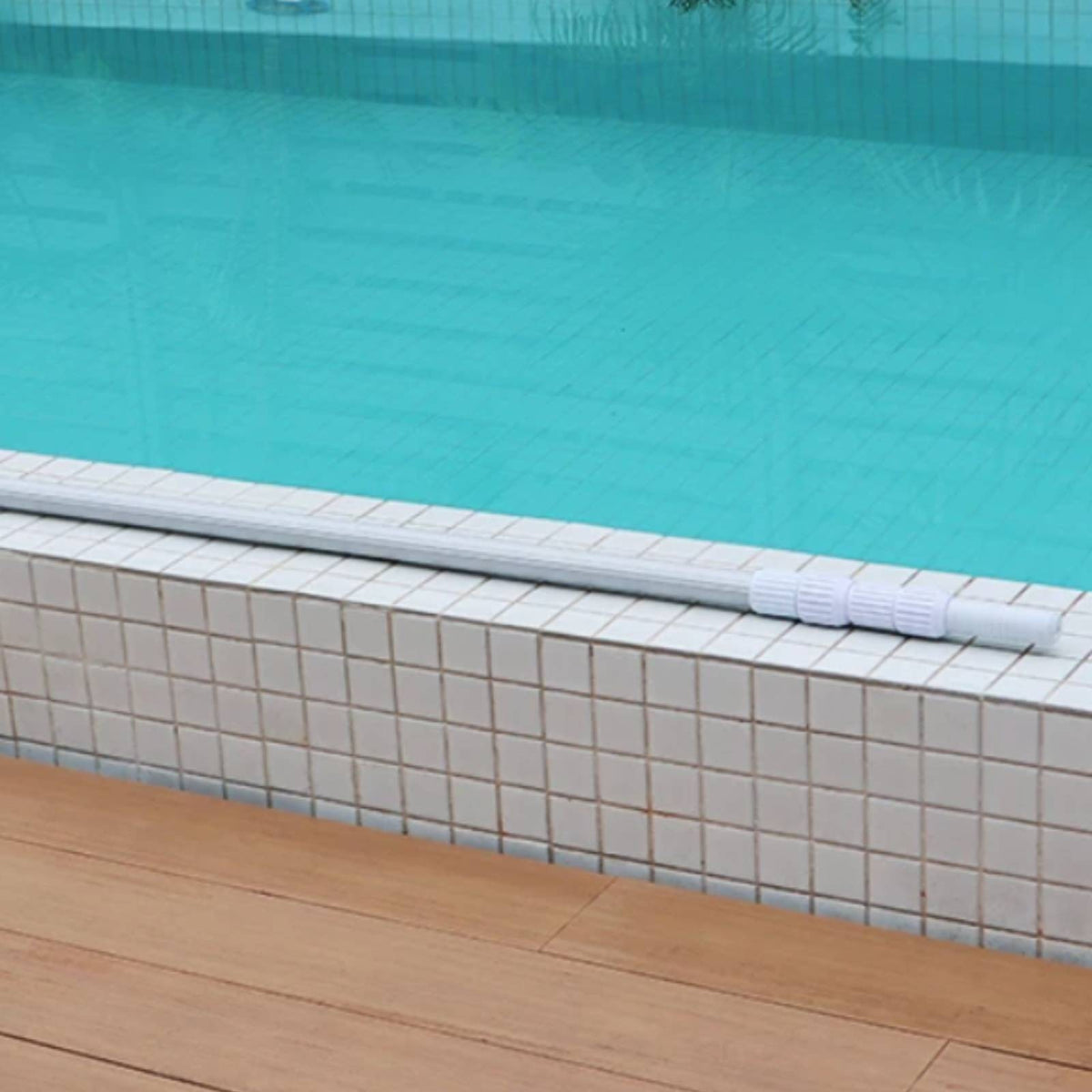 Telescopic Pool Pole, Sturdy, Lifesaving Hook, Cleaning Mesh Attachment