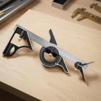 Combination Square with Bubble Level 0-180 Degree Combination Square Angle Locator Multifunction Protractor Stainless Steel