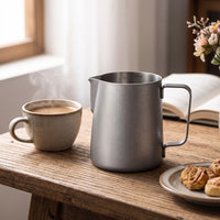Pointed Spout Milk Frothing Pitcher Brushed Espresso Frothing Pitcher Retro Stainless Steel Jug Precision for Baristas, Coffee Lovers, Home Cafe