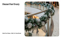 Snow Flocked Garland Pre-Decorated Snow Flocked Holiday Garland Full and Full House Decoration for Window Display, Doorway, Mantelpiece