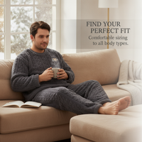 Men's Coral Fleece Pajama Set Thickened Warm Flannel Loungewear for Autumn Winter
