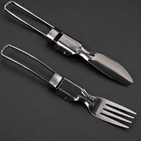 Portable Cutlery Set, Spoon, Fork Set, Made of 304 Stainless Steel, Foldable, With Case, For Outdoor Camping