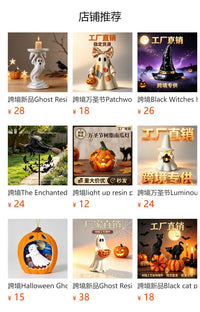 Pumpkin Witch Lantern Figurine | Glowing Pumpkin Wand Retro Ghost Ornament