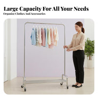 With casters Wheeled Garment Rack Portable Single Rail Rolling Rack Space-Saving Clothes Stand Multi-Purpose for Boutdoorique Owners, Homeowners, Balcony, Retail establishment, Laundry Room, Entrypath