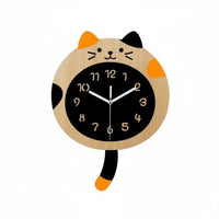 Cartoon Timepiece Clock Lightweight Cartoon Cat Clock Noiseless Mechanism Home Decor for Kids, Nursery