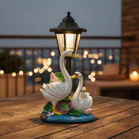 Solar Lantern with Swan Base Decorative Solar Swan Garden Statue Outdoor Light with Lantern Waterproof for Gardeners, Yard