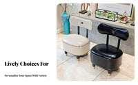 Rivet Detailing Bow-Back Vanity Stool Versatile Upholstered Vanity Stool Padded Seat Accent Chair Sturdy Construction for Homeowners, Teenagers, Children, Entryway, Living Room, Bedroom, Bathroom