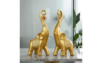 Gold Elephant Figurines Textured Elephant Ornaments Set