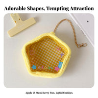 Soft Doll Display Pouch Cute Shape Design Small Doll Display Pouch Portable Apple Shaped Keychain Bag for Teens, Students, School, Daily Use, Handbags