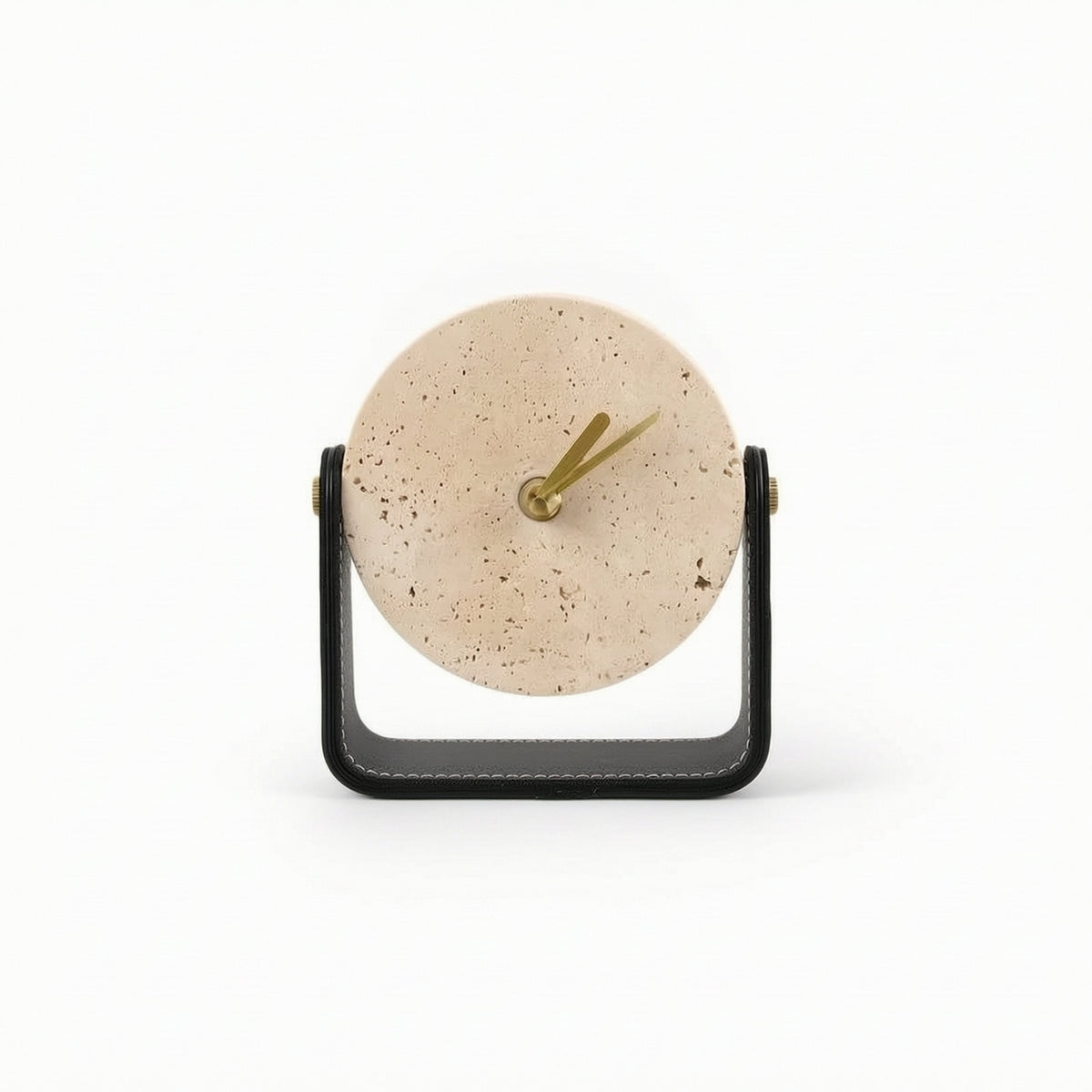 Clock with Metal Stand Decorative Stone Texture Clock Small for Entryway