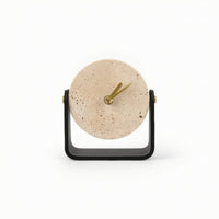 Clock with Metal Stand Decorative Stone Texture Clock Small for Entryway