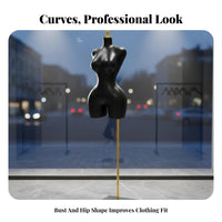 Plus Size Female Mannequin Torso Glossy Finish Half Body Clothing Display Model Stable Metal Base Plus-Size Female Mannequin for Retailers, Showroom