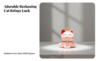 Lucky Cat Figurine Creative Gift Welcoming Feline Statue Auspicious Miniature Kitten Figure for Drivers, Collectors, Home Desktop, Cake Topper