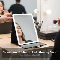 illuminated Tri-Fold Lighted Mirror Foldable Design grooming Tool Portable with Handle individual Care Item tap Control for Makeup Artists, Travelers, Teen Girls, on-site, Dressing Table, Bedroom, Bathroom