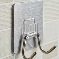 Waterproof Stainless Steel Hook Rack for Kitchen and Bathroom, Wall Mounted No Drill for Students