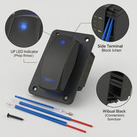12V 20A Rocker Switch with Faceplate Panel-Mount Rocker Switch with Pre-Wired Leads Wires Heavy Duty Easy to Install for DIYers