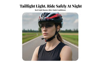 Hard Shell Cycling Helmet Breathable Vents Helmet with Tail Light Impact Resistant Head Protection Lightweight for Adults