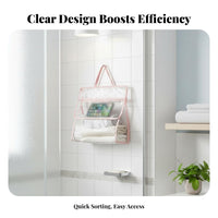 Shower Clothes Storage Organizer Area Saving Waterproof Bath Storage Pouch Multiple Compartments Wall Mount Washroom Pouch for Dorm Students