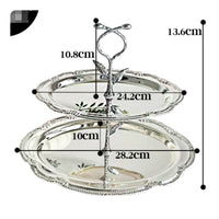 French Design 2 Tier Dessert Stand Multi Purpose Double Layer Snack Tray Storage Organizer 2 Tier Serving Tray Detachable Plates for Afternoon Tea, Party, Bakery